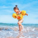 a girl in a beach